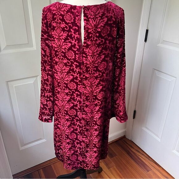 Sundance Velvet Renaissance red velvet floral long sleeve dress size Small - Picture 3 of 6